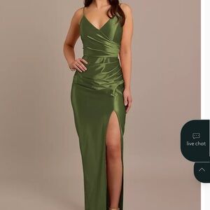 Sophisticated Olive Satin Maxi Dress